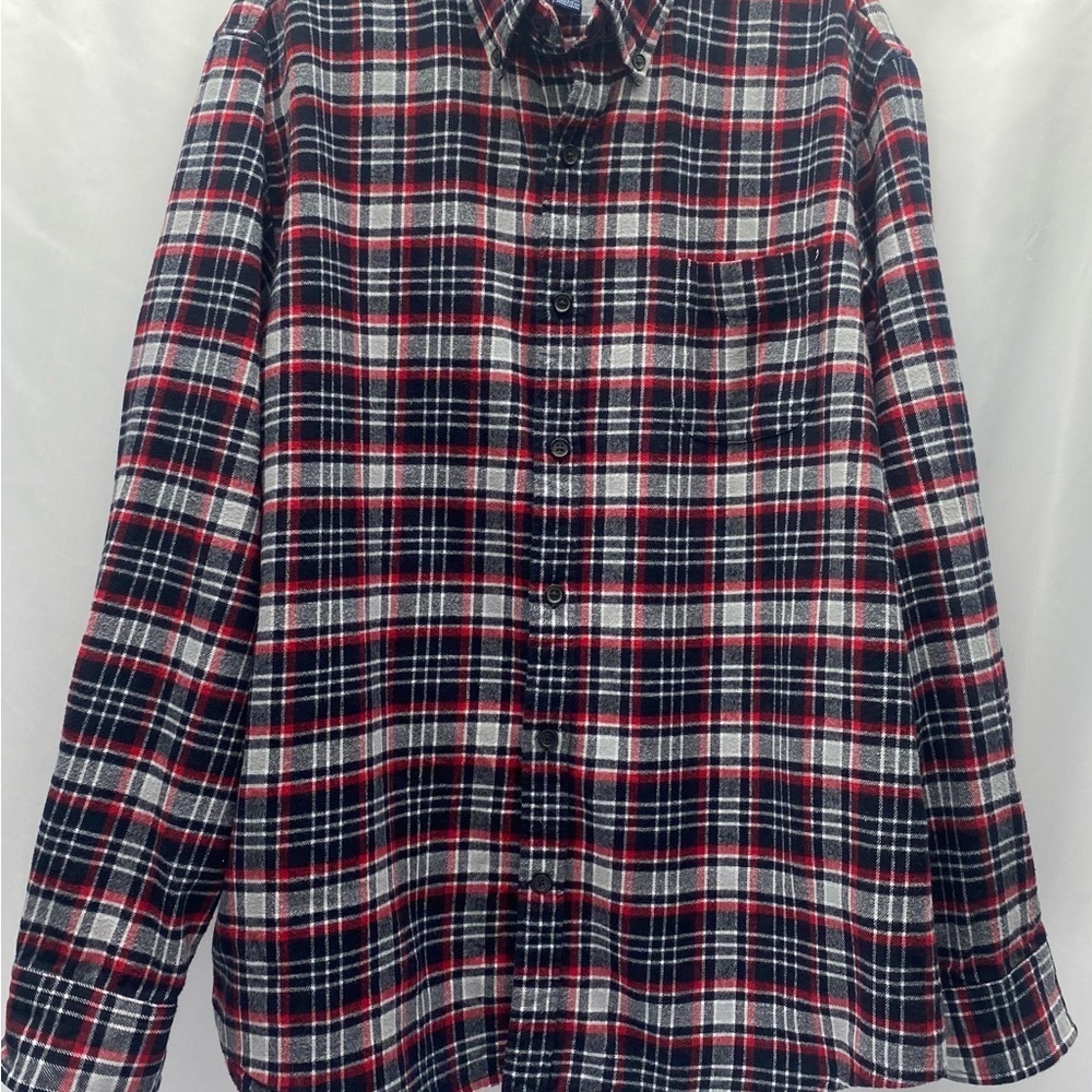 Lands' End Men’s Red and Black Flannel Shirt XL COMFORT SOFT Traditional Fit